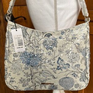 Brahmin Blue Jay Meg, Blue and Cream Toile Shoulder Bag